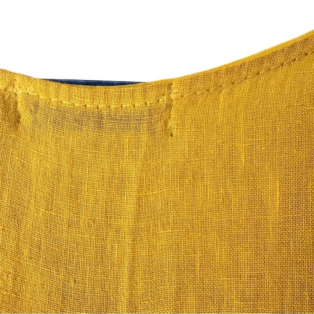 Italian 100% linen canary yellow v neck swim coverup dress w/ pockets Sz 12 - Picture 3 of 5
